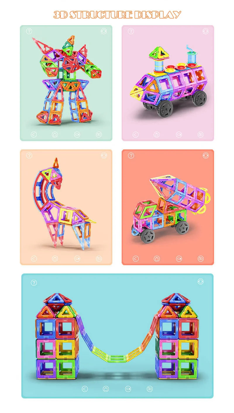 🌈 Magnetic Builder Blocks Set 🧲 | 50–100pcs of Creative STEM Fun for Curious Kids 🧠 - ThiGui