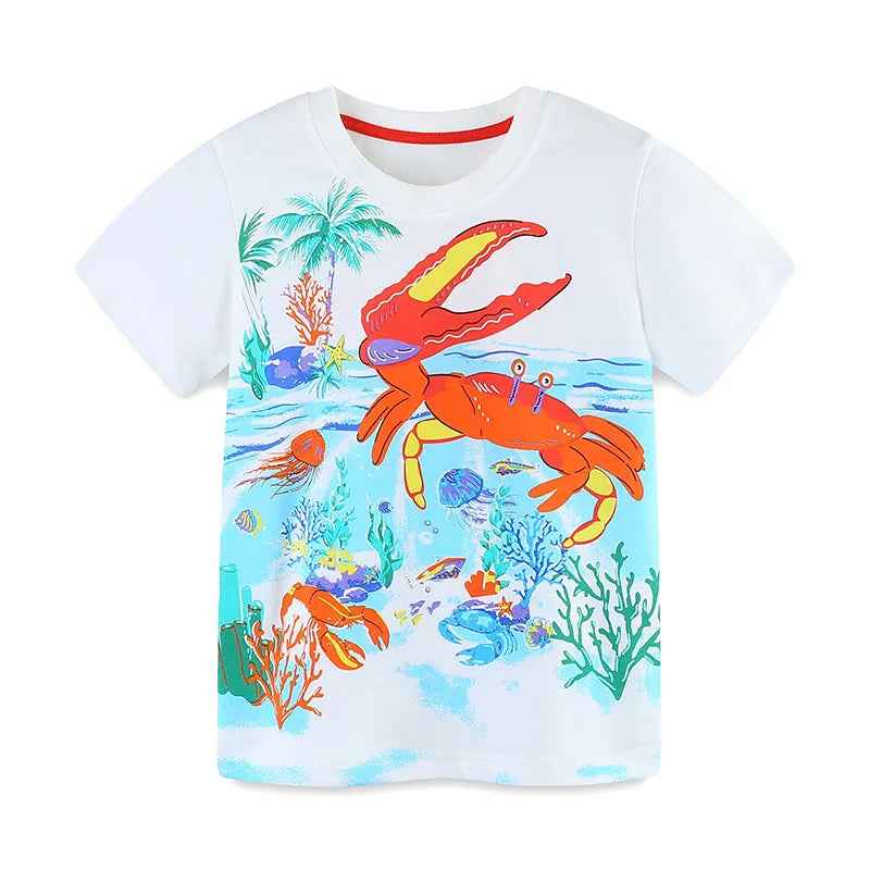 🌊 Under-the-Sea Fun! Adorable Cartoon T-Shirt for Ocean-Loving Little Boys 🐬🐠 - ThiGui
