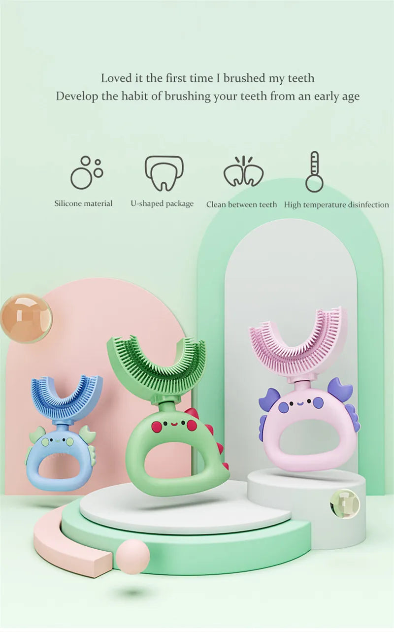 🪥🧸 360° U-Shaped Cartoon Toothbrush – Gentle, Fun & Perfect for Little Smiles! 🌟👶 - ThiGui