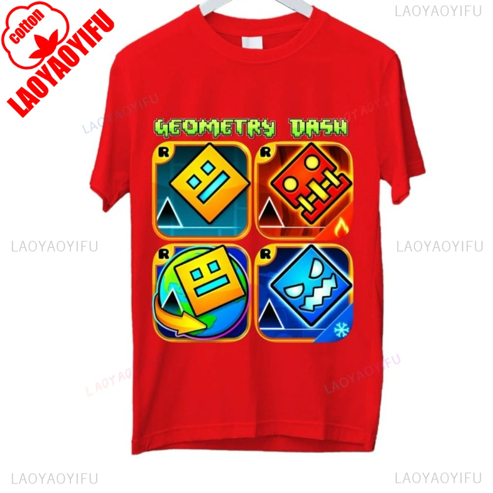 Dash Into Fun Geometry Dash Tee 🎮⚡ Cool 3D Gaming Cotton T-Shirt - ThiGui