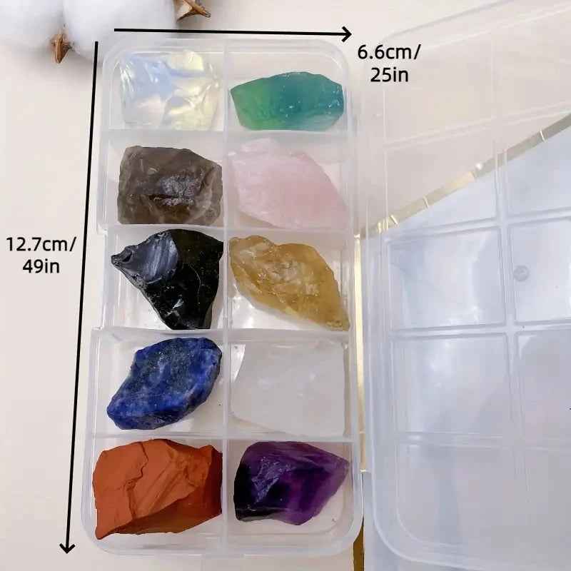🌈 10 Raw Crystals in a Box – Rough & Ready Natural Stones for Boys Who Love Rocks! - ThiGui