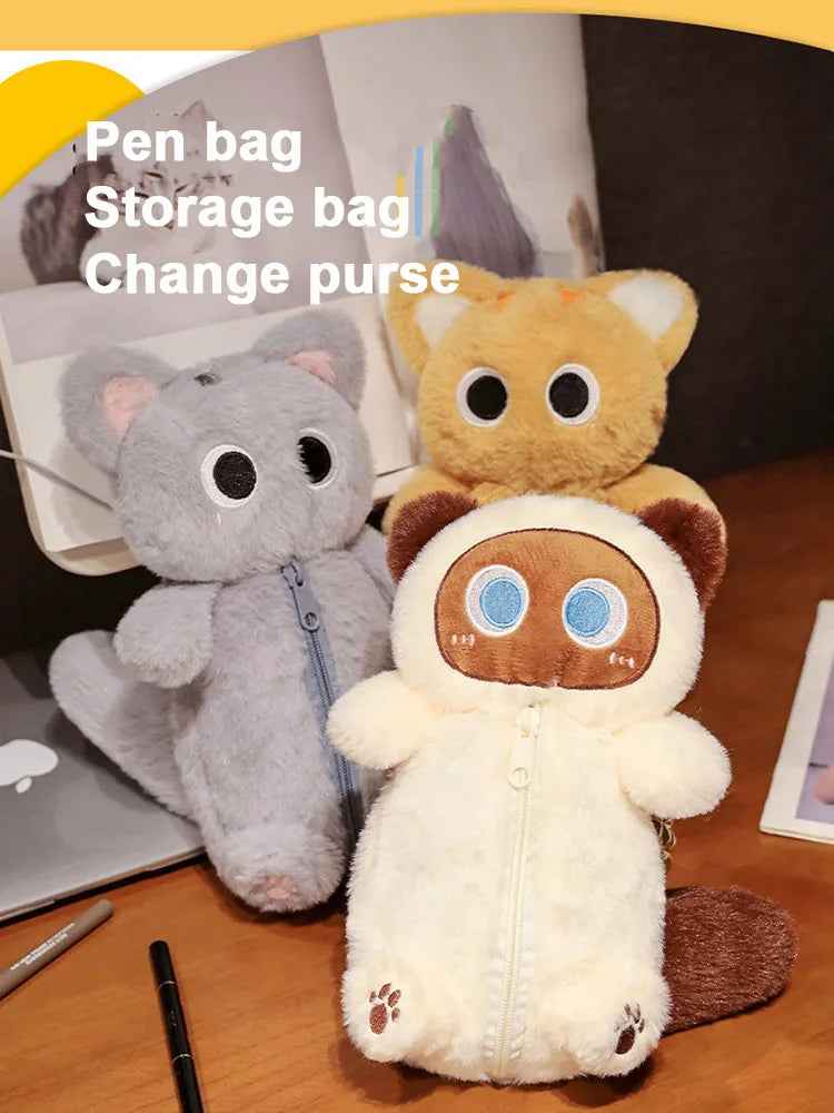 🐾 Purr-fectly Adorable Siamese Cat Pencil Case – Soft, Snuggly & Super Handy! ✨📚 - ThiGui