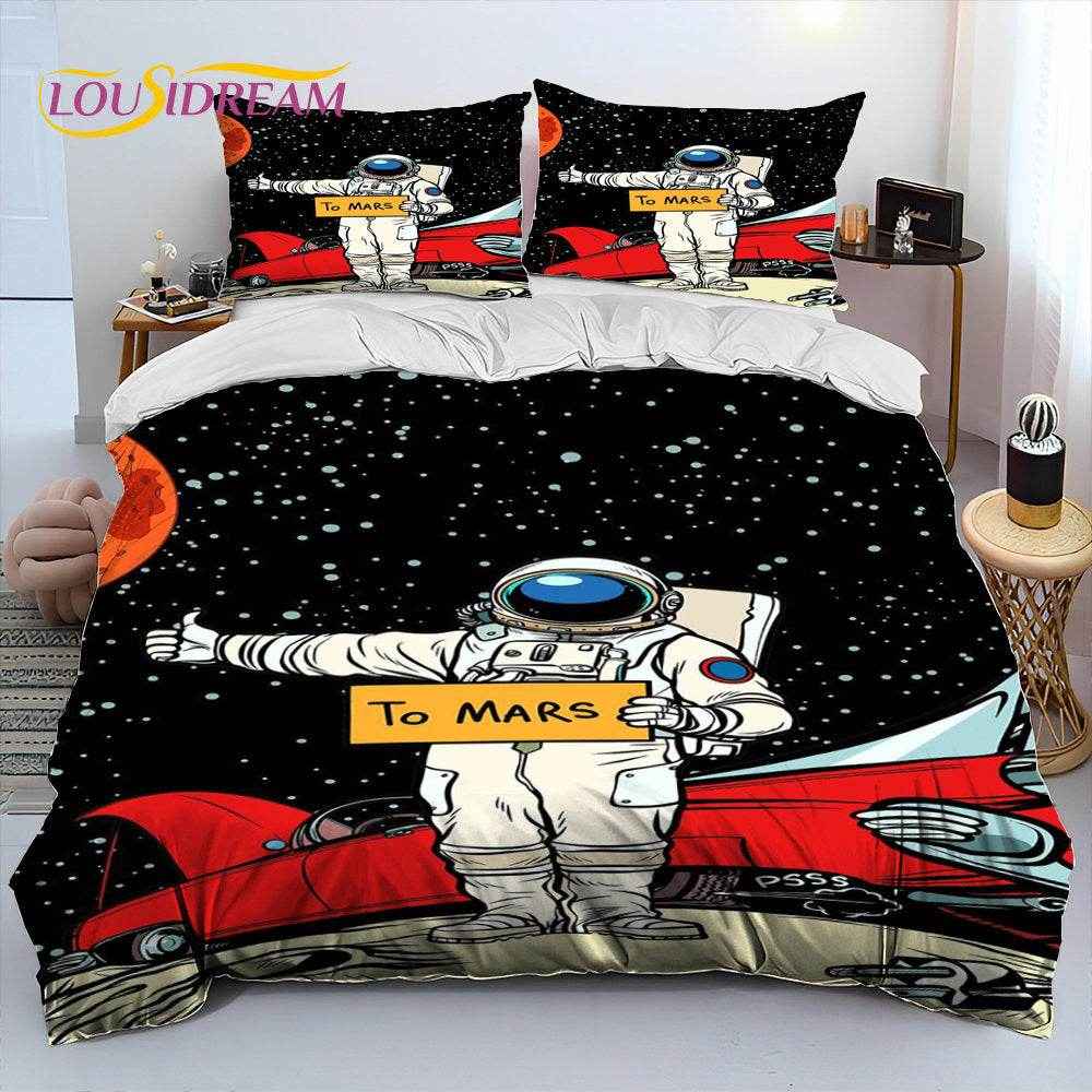 🚀Blast Off to Dreamland! Space-Themed Bedding Set for Future Astronauts - ThiGui