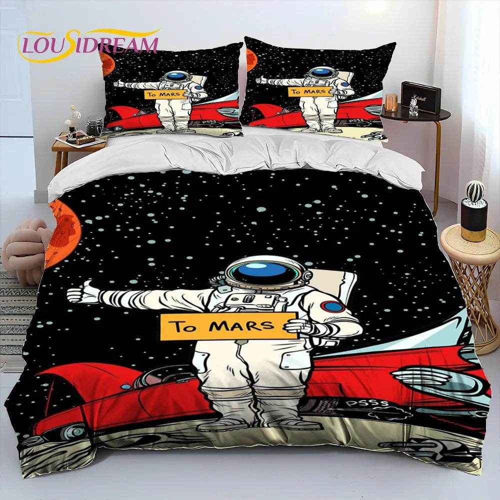 🚀Blast Off to Dreamland! Space-Themed Bedding Set for Future Astronauts - ThiGui