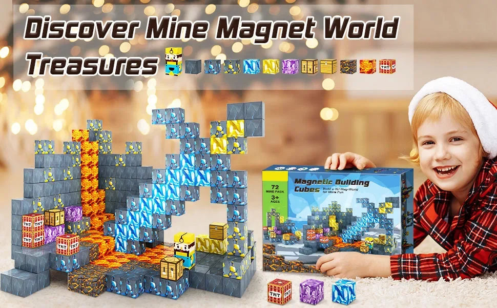🧲 Build & Imagine! Magnetic Mine World Cube Set for Kids – Craft, Create, and Play 🎮🌍 - ThiGui