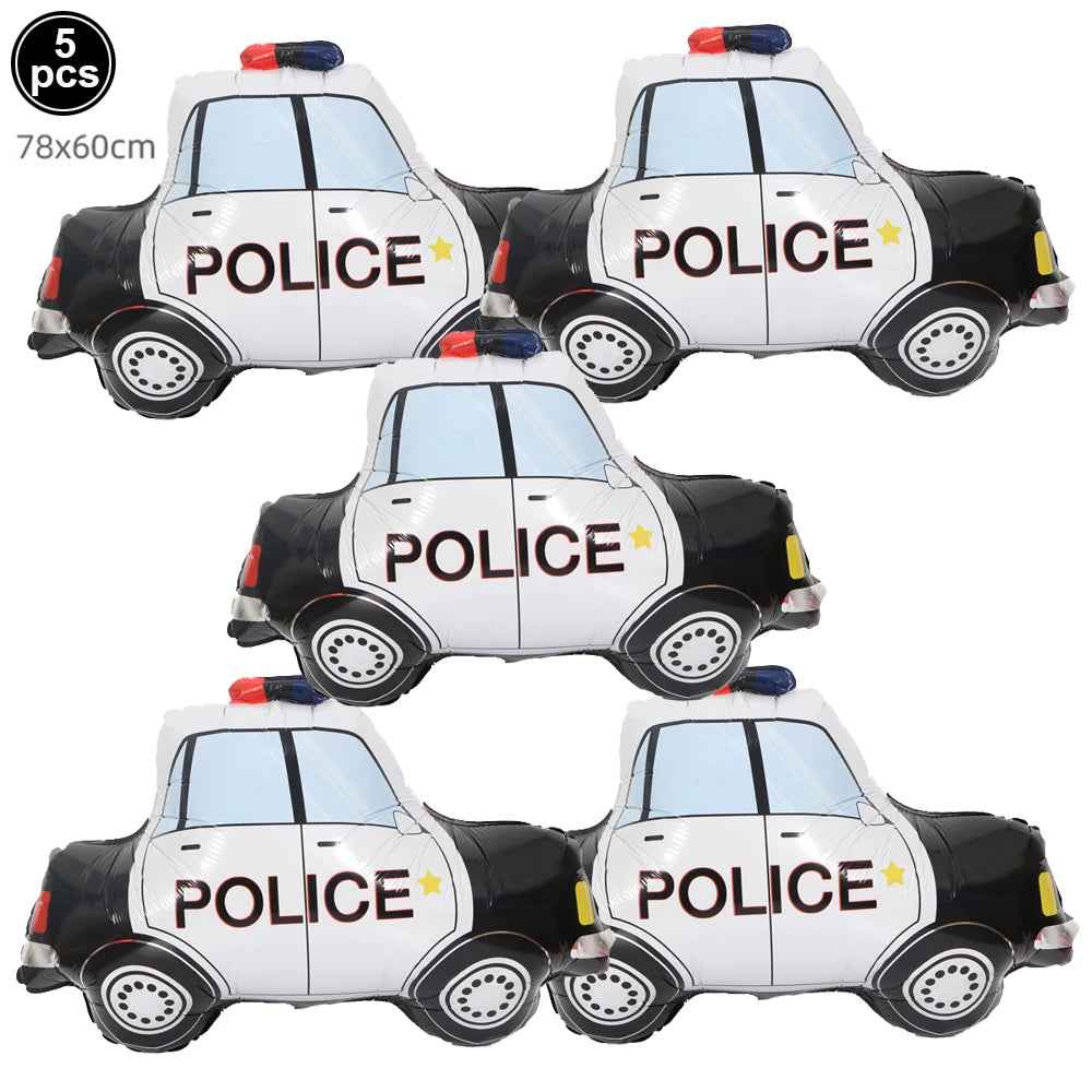 🚓Zoom into Action! Police Car Birthday Balloon Set for Little Heroes Turning 4, 5 or 6! - ThiGui