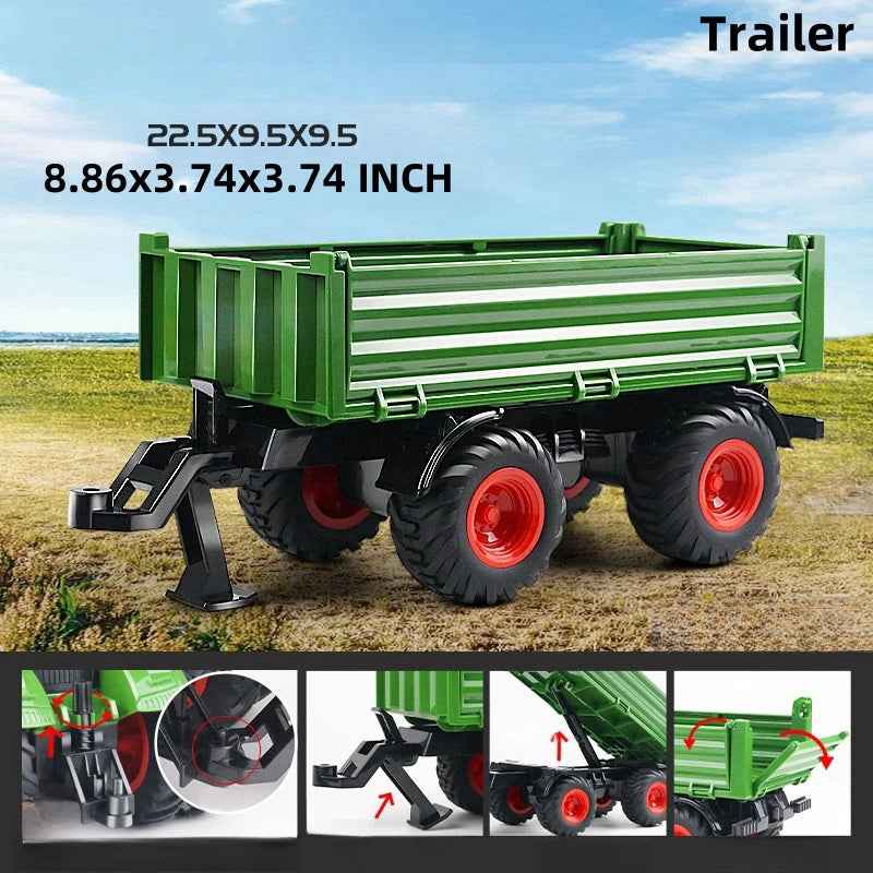 🚜 Big Wheels, Bright Lights – Farm Tractor Toy with Sounds & Trailer Fun! 🎶🌾 - ThiGui