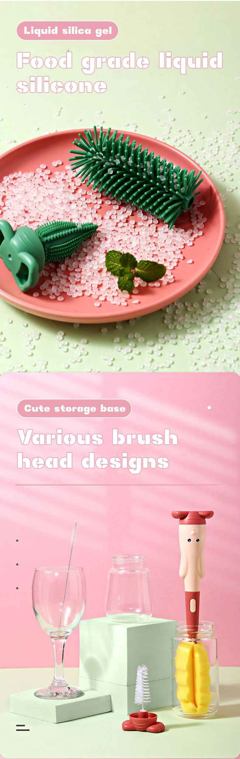 🍼 No-Nook-Uncleaned! The Ultimate Soft Silicone Baby Bottle & Pacifier Brush Set 💦 - ThiGui