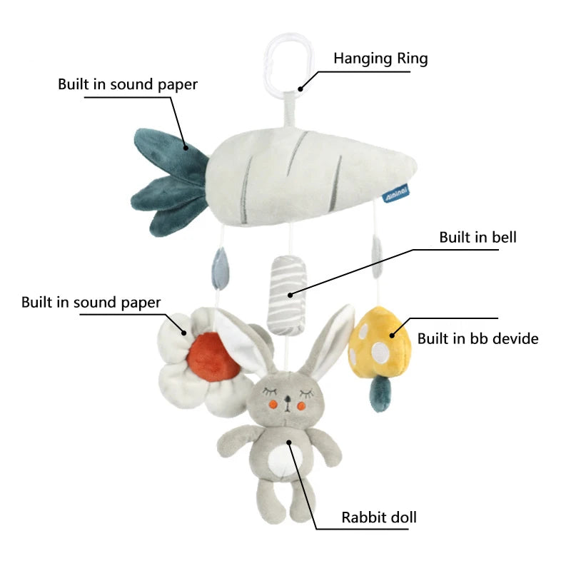 🐘 Snuggle, Shake & Smile! Hanging Plush Animal Rattles for Baby’s First Year 🍼💕 - ThiGui