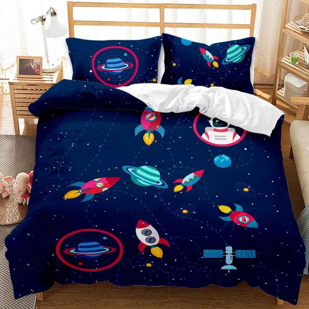 🛸Galaxy Dreams Await! Astronaut Bedding Set for Young Space Adventurers - ThiGui
