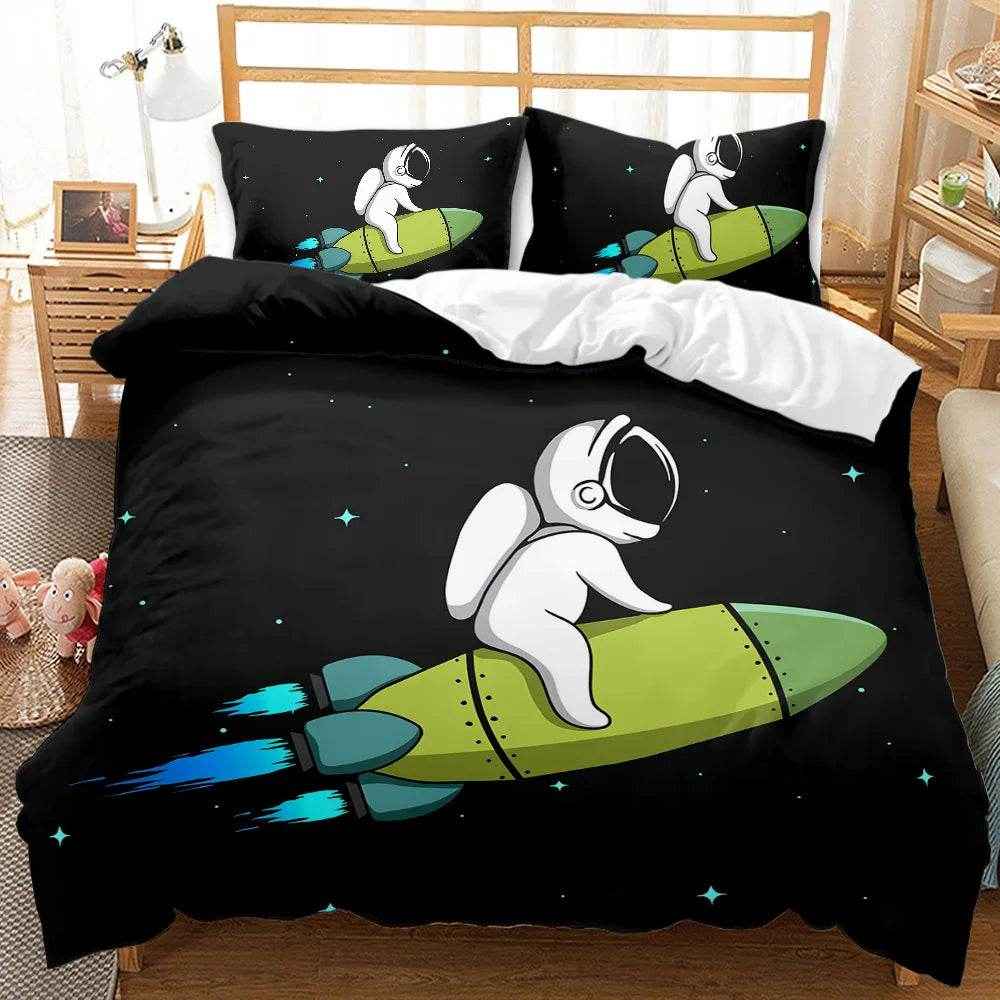 🛸Galaxy Dreams Await! Astronaut Bedding Set for Young Space Adventurers - ThiGui