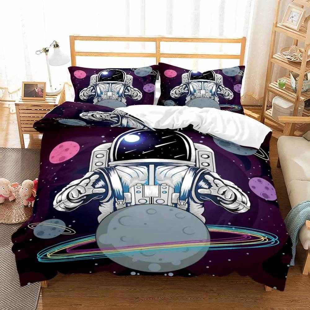 🛸 3D Space Dreams Duvet – Astronaut Bedding for Little Galaxy Explorers! - ThiGui