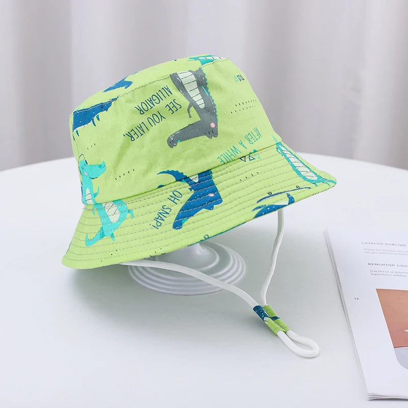 🌞 Sunshine-Ready! Adorable Cartoon Bucket Hat for Babies & Toddlers 🧢🦕 - ThiGui