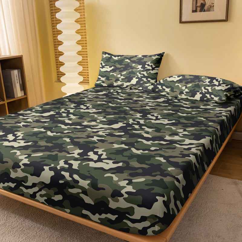 🪖Tough Look, Soft Touch! Green Camo Fitted Sheet for Adventurous Boys - ThiGui