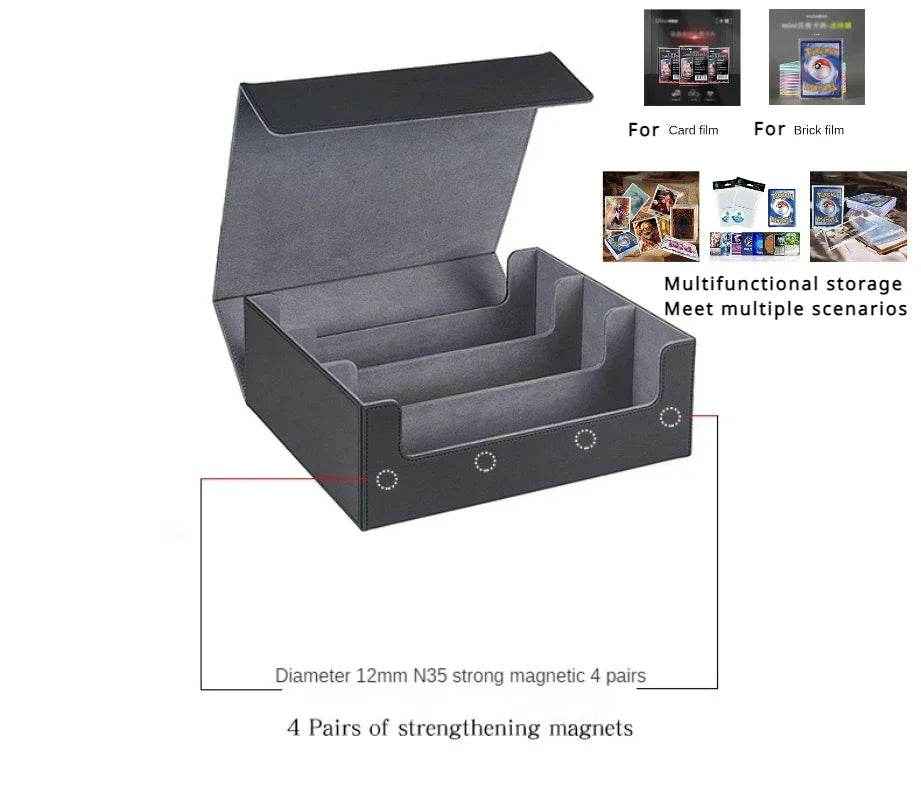 📚Deluxe Card Keeper: PU Leather Storage Box with Magnetic Lid for Trading Cards - ThiGui