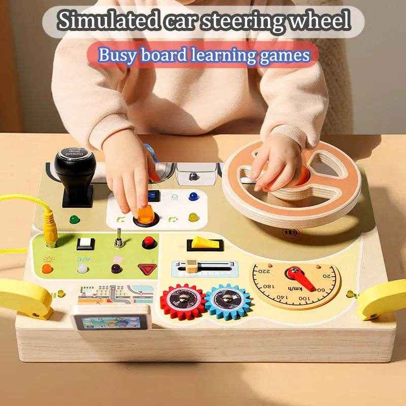 🌳Ultimate Montessori Busy Board – Light-Up Steering Wheel Fun for Curious Little Explorers! - ThiGui