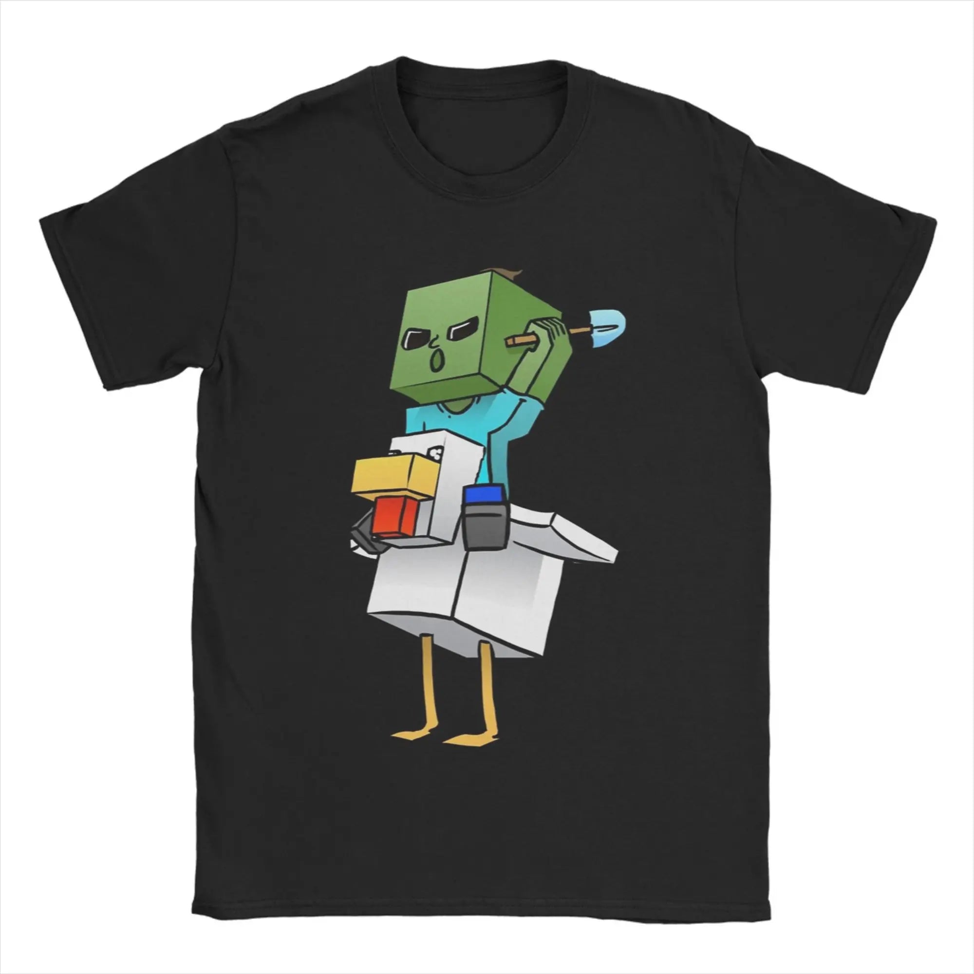 Chicken Jockey Pixel Zombie Tee 🧟‍♂️🐔 100% Cotton Gamer Fun - ThiGui