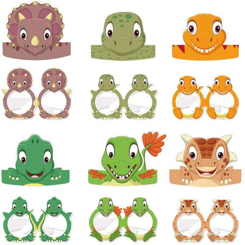 🦖 Dino Birthday Party Set – Hats, Glasses & Giggles for Your Little T-Rex! 🎉🦕 - ThiGui