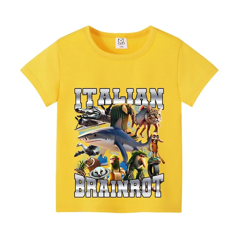 Tung Tung Shark Kids Tee 🦈😄 100% Cotton Brainrot Fun - ThiGui