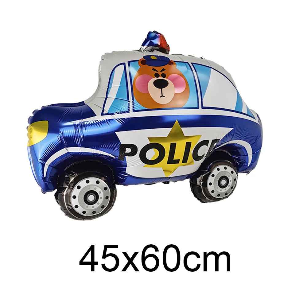 🚓Zoom into Action! Police Car Birthday Balloon Set for Little Heroes Turning 4, 5 or 6! - ThiGui