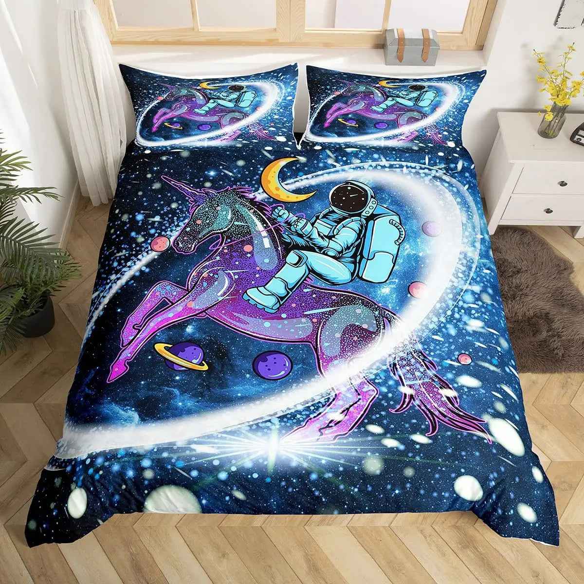 🚀Up, Up, and Asleep! Adorable Astronaut Bedding Set for Little Space Explorers - ThiGui