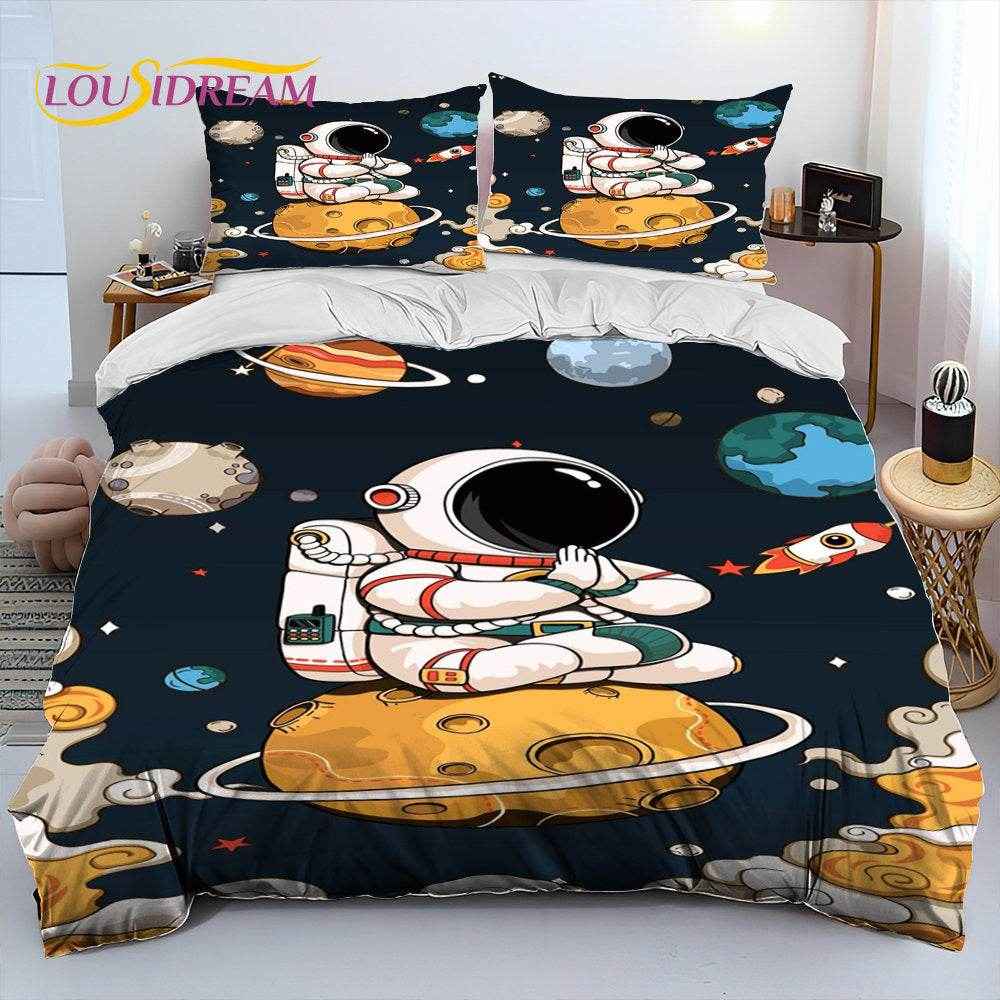🚀Blast Off to Dreamland! Space-Themed Bedding Set for Future Astronauts - ThiGui