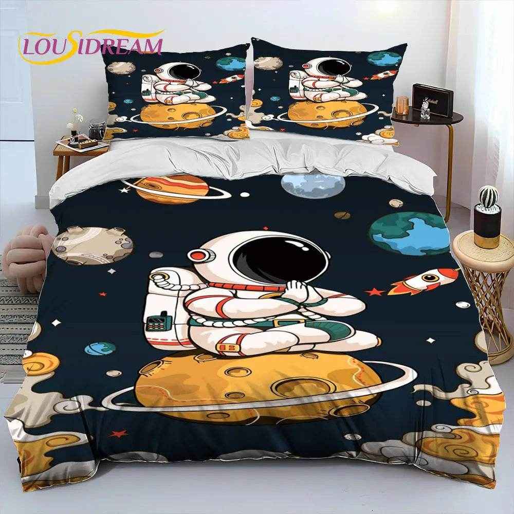 🚀Blast Off to Dreamland! Space-Themed Bedding Set for Future Astronauts - ThiGui
