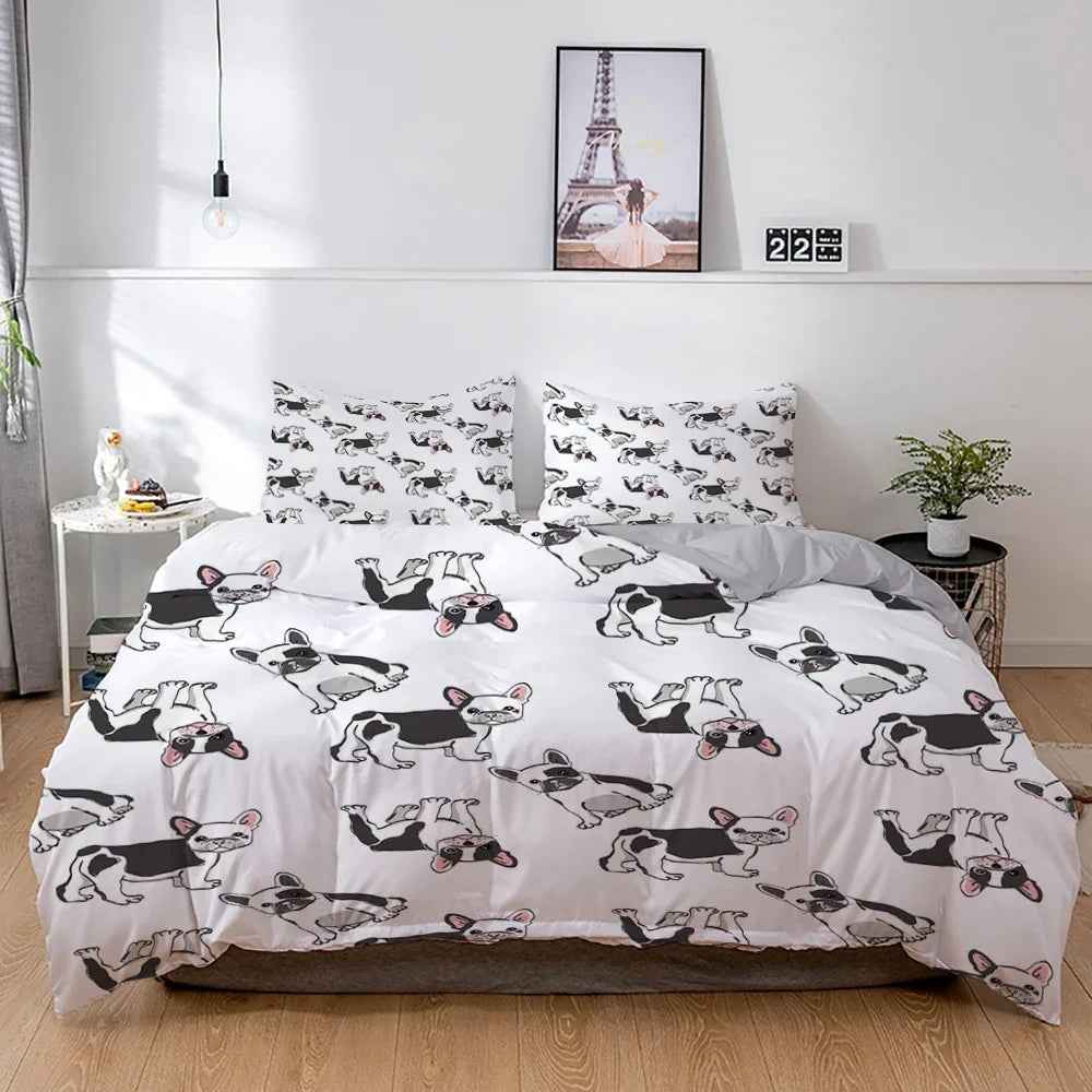 🐾Snuggle Up with a Frenchie! Adorable Bulldog Bedding Set for Little Dreamers 🐾 - ThiGui