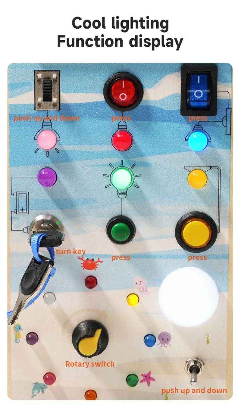 🌳Ultimate Montessori Busy Board – Light-Up Steering Wheel Fun for Curious Little Explorers! - ThiGui