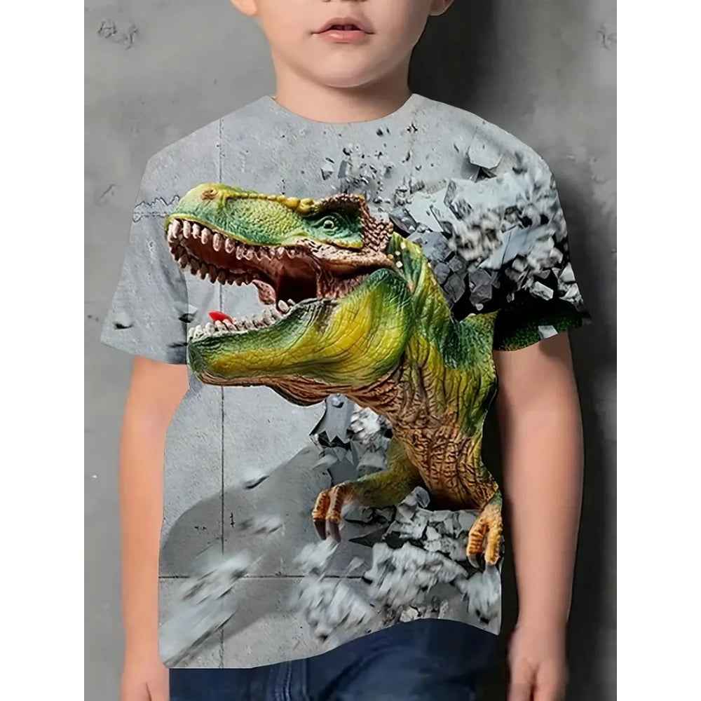 🦕 Epic Dino Adventure Tee – Roar Into Summer in Style! 3D Dinosaur Print T-Shirt for Boys – Cool, Bold, and Summer-Ready! - ThiGui