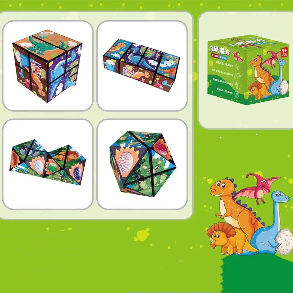 🧠 Smart Fun! Geometric Puzzle Cube Toy 🔄 | Shape-Shifting Fidget Game for Kids & Grown-Ups - ThiGui