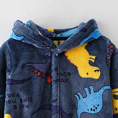🛁 Fluffy Fun After Bath – Cartoon Hooded Flannel Robe for Boys ! 🧼💖 - ThiGui