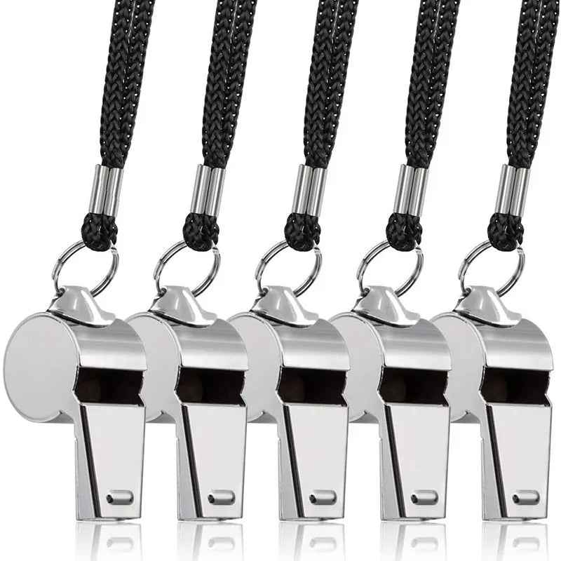 Super Loud Stainless Steel Whistles – 5-Pack with Lanyards for Busy Boys & Safety-Conscious Mums - ThiGui