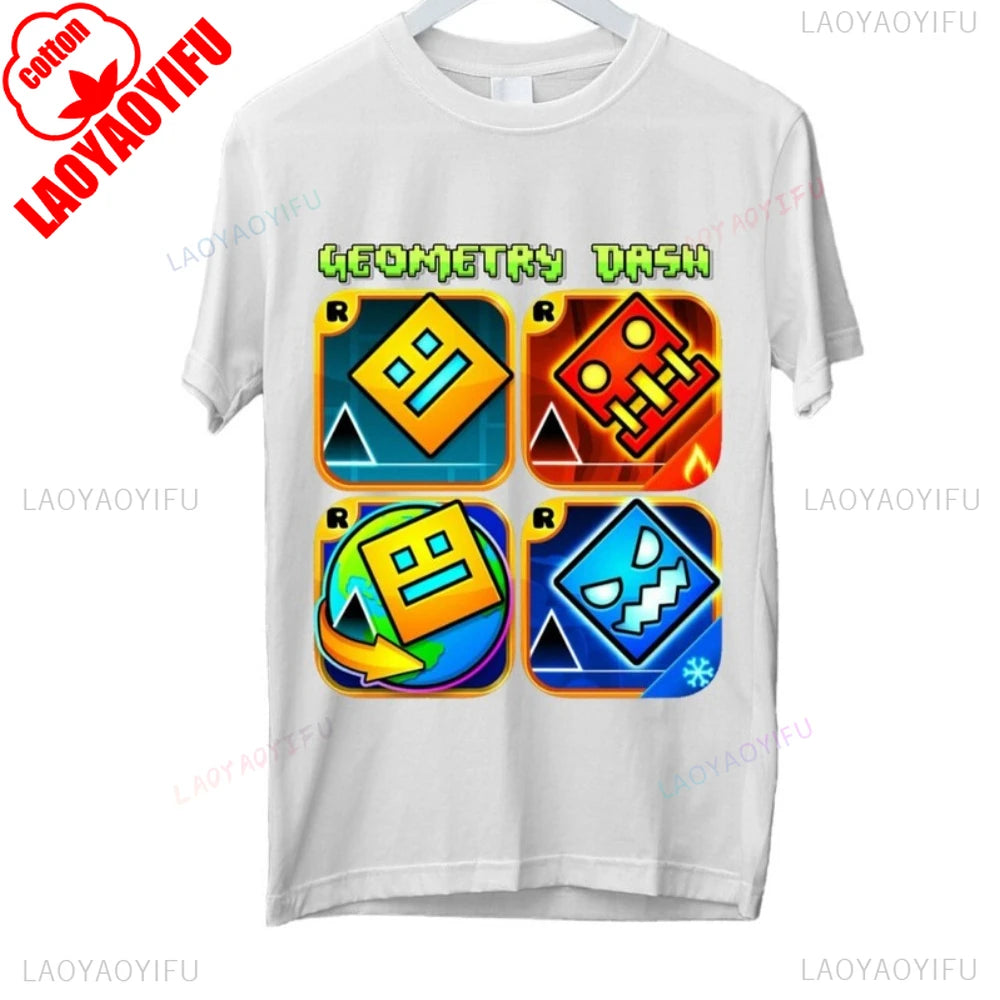 Dash Into Fun Geometry Dash Tee 🎮⚡ Cool 3D Gaming Cotton T-Shirt - ThiGui