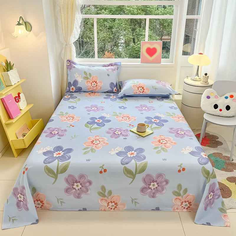 🛏️Fresh Flowers, Sweet Dreams – Soft Cotton Bed Sheet for Kids 🌸 - ThiGui