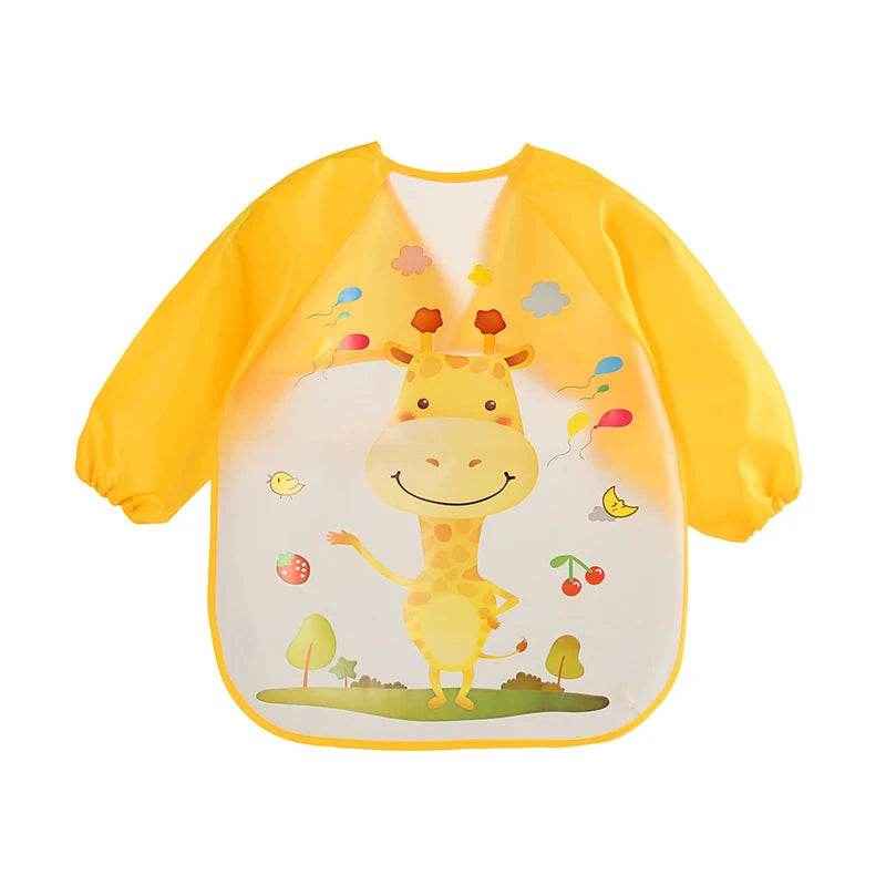 🍼 Mess-Free Mealtime Magic: Long Sleeve Waterproof Baby Bib with Adorable Cartoon Prints - ThiGui