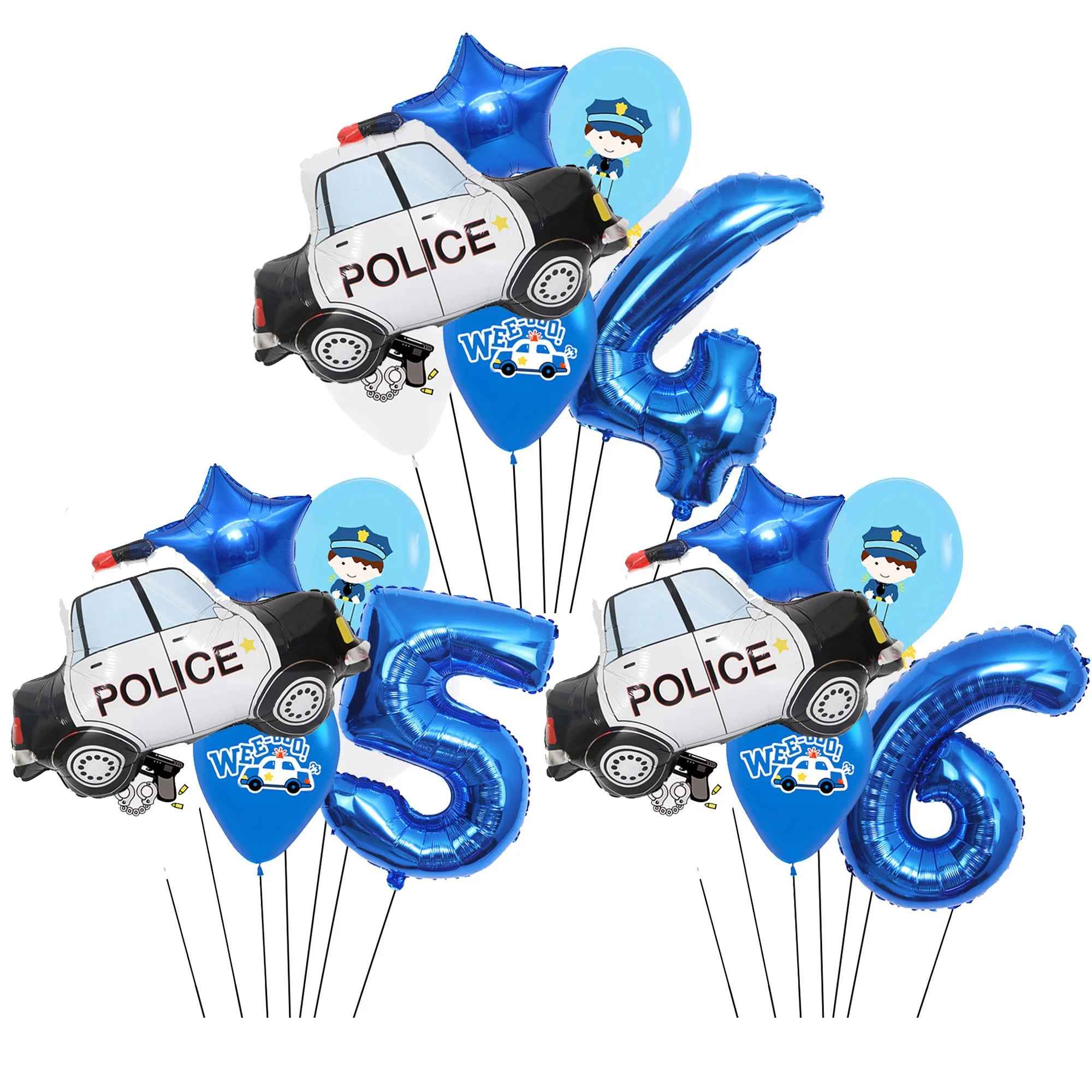 🚓Zoom into Action! Police Car Birthday Balloon Set for Little Heroes Turning 4, 5 or 6! - ThiGui