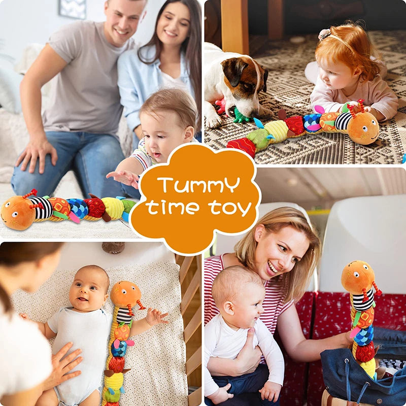 🎵 Snuggle & Shake! Soft Baby Caterpillar Rattle Toy for Newborns 👶✨ - ThiGui