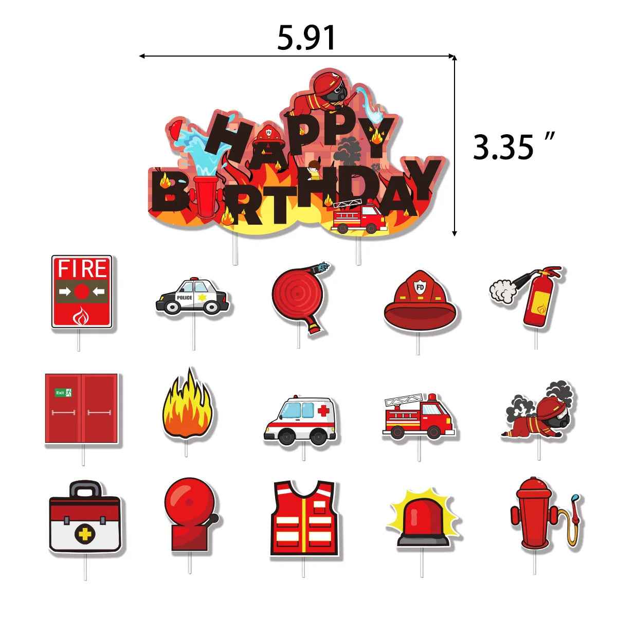 🎂Turn Up the Heat – Firefighter Cake Toppers for a Blaze of Birthday Fun! - ThiGui