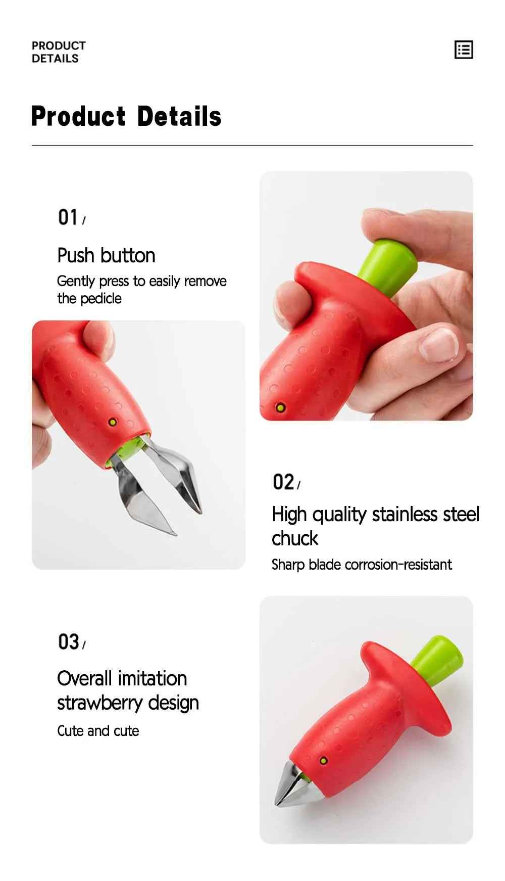 🍓Strawberry & Tomato Stem Remover – Handy Kitchen Hero for Busy Mums! - ThiGui