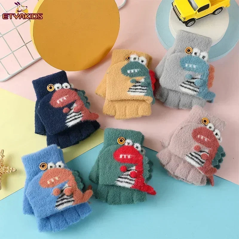 🦕 Dino Flip Gloves – Warm, Fun & Finger-Free for Little Writers! ❄️✋ - ThiGui