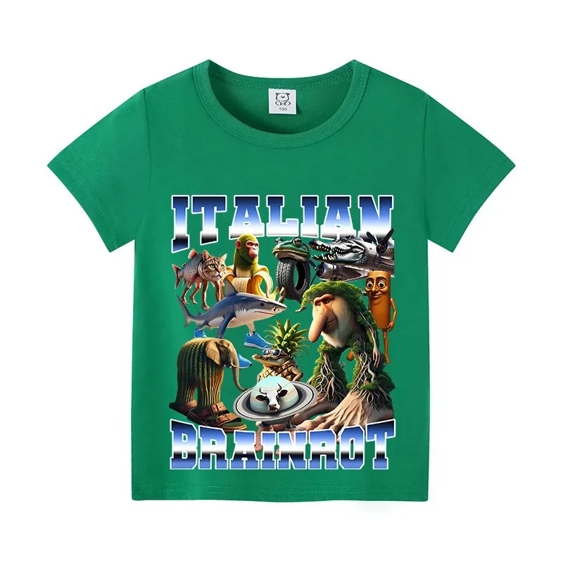 Tung Tung Shark Kids Tee 🦈😄 100% Cotton Brainrot Fun - ThiGui