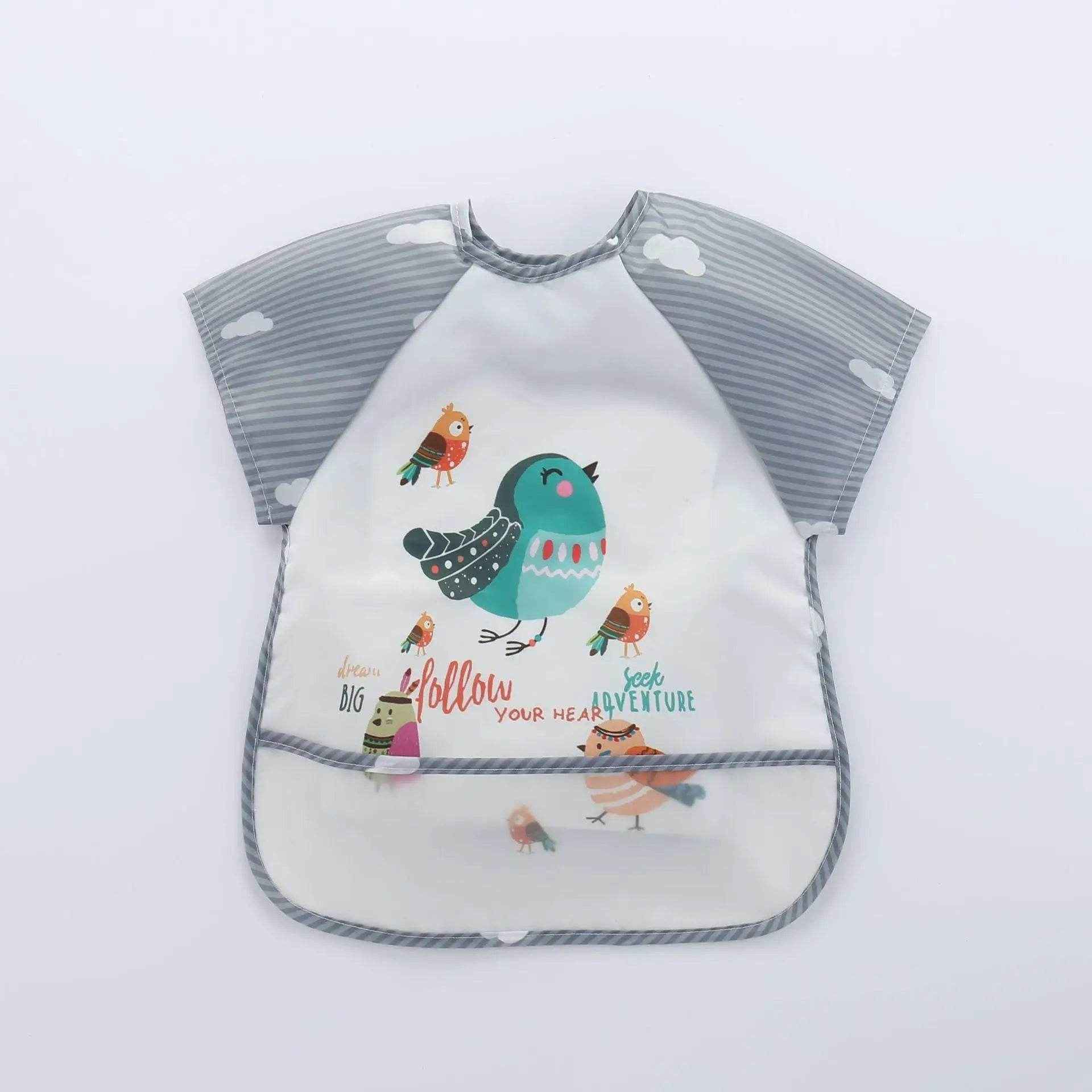 🍼Mess-Free Mealtimes with This Adorable Waterproof Long Sleeve Bib! - ThiGui