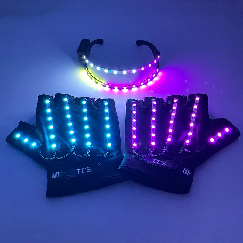 🧤 LED Glow Glasses + Gloves ✨ | Dance, Dazzle & Shine at Every Party! 🕺💡 - ThiGui