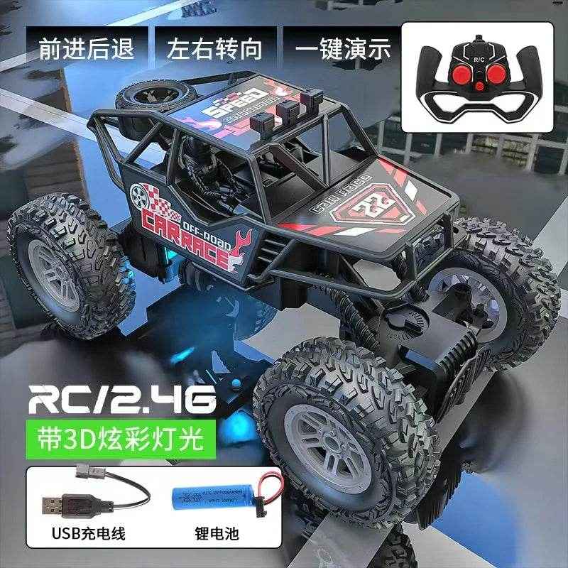 🎮Remote Control Stunt Car with Flashing Lights for Boys Who Love Speed and Glow-in-the-Dark Races - ThiGui
