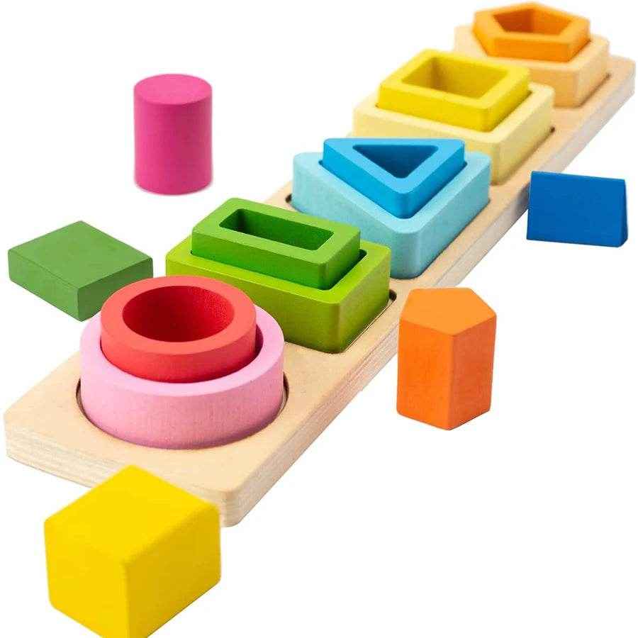 🌳Montessori Magic: Wooden Sorting & Stacking Fun for Curious Little Hands - ThiGui