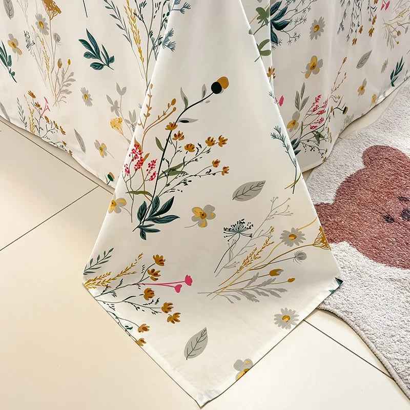 🛏️Fresh Flowers, Sweet Dreams – Soft Cotton Bed Sheet for Kids 🌸 - ThiGui