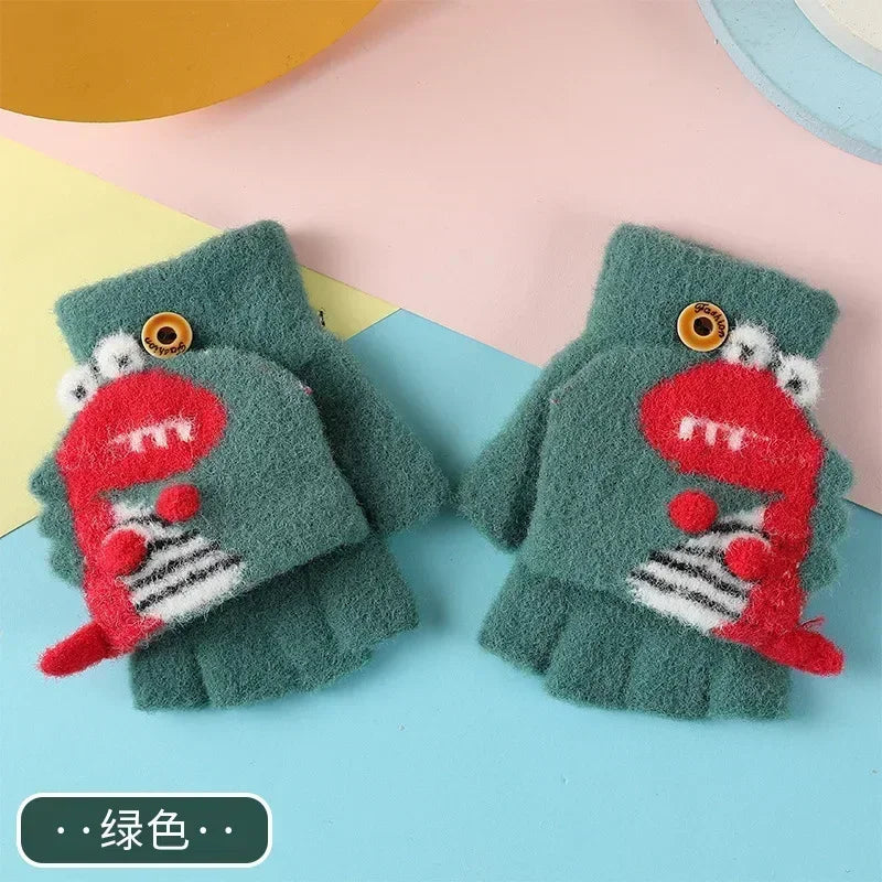 🦕 Dino Flip Gloves – Warm, Fun & Finger-Free for Little Writers! ❄️✋ - ThiGui